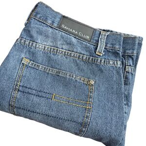 Sahara Club Mens Blue Denim Jeans 38W x 32L Straight Leg Cotton‎ Polyester